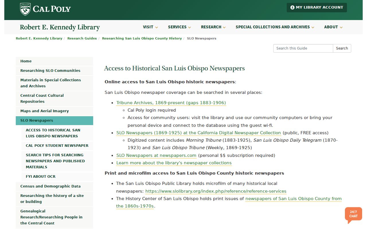 San Luis Obispo city directory Cal Poly newspaper guide