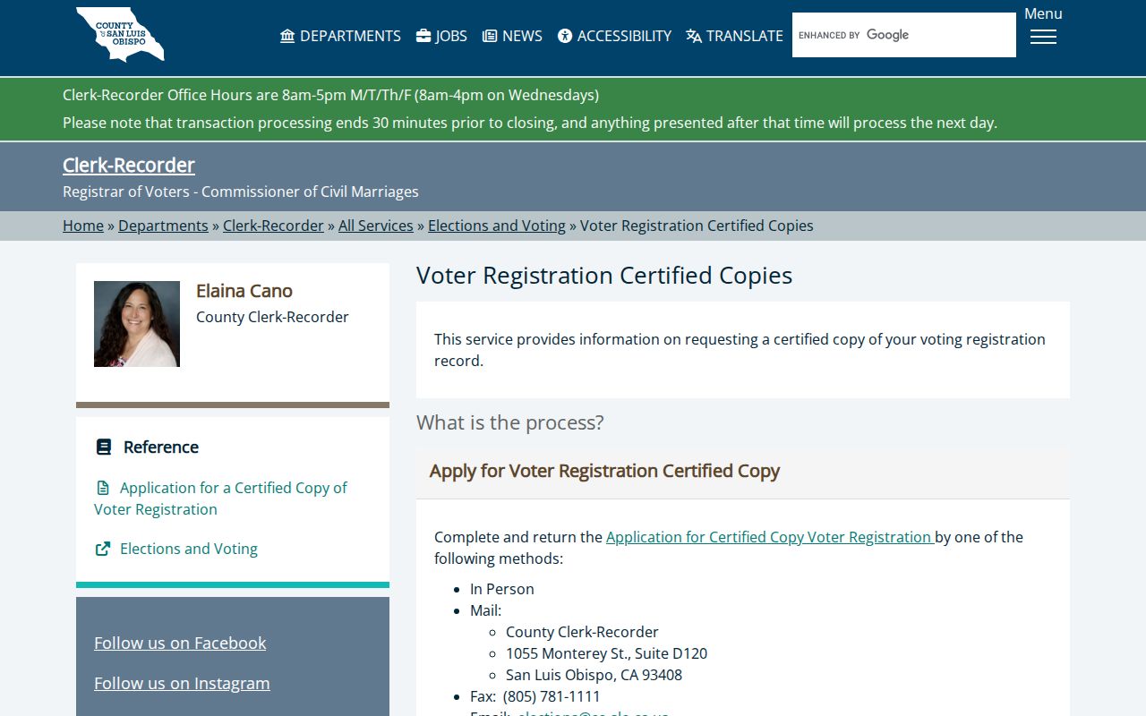 San Luis Obispo neighbors voter registration records access