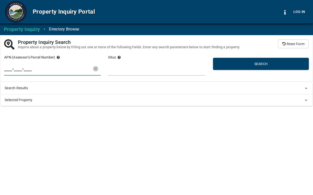 San Luis Obispo street directory property inquiry portal